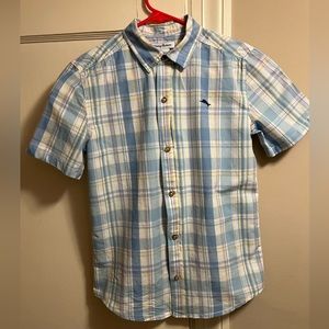 Boys Tommy Bahama Plaid 100%Cotton Short Sleeve Button Down Shirt, Size XL (14)